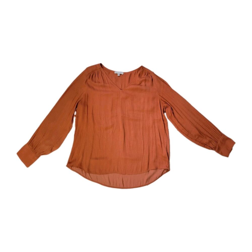 Maison D' Amelie Womens L Autumn Business Casual Satin Boho Chic Peasant top